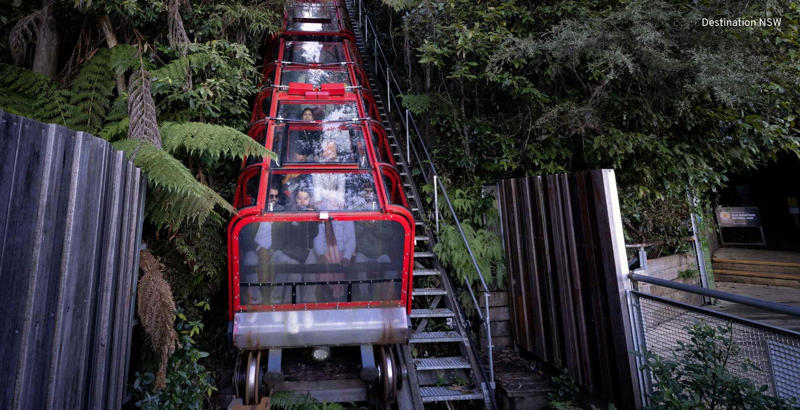 The Scenic Railway coming down the hill at Scenic World in the Blue Mountains